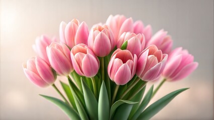 Obraz premium Pink Tulip Bouquet with Soft Light and Shallow Depth of Field 