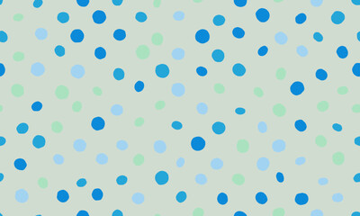 Delightful pastel blue and green polka dots scattered on a light beige background.  A cheerful, playful pattern perfect for textiles, websites, or stationery.