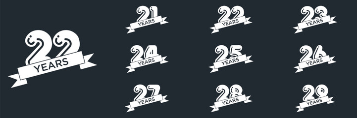 21 to 29 Years Anniversary celebration illustration template design