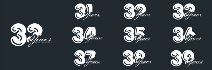 31 to 39 Years Anniversary celebration illustration template design