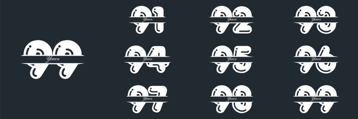 91 to 99 Years Anniversary celebration illustration template design