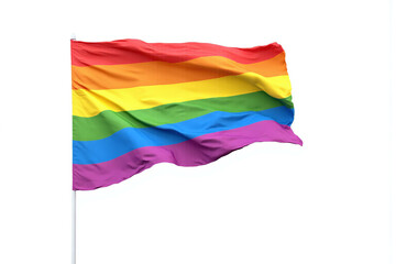 Obraz premium rainbow flag flying in the wind on a white background