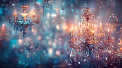 Sparkling crystal chandeliers illuminate a glamorous event