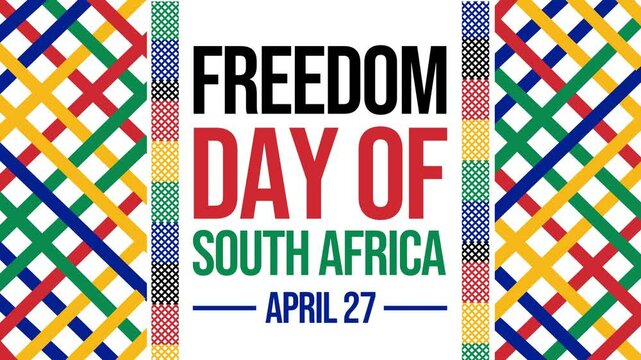 April 27 is celebrated as Freedom Day in South Africa every year, a patriotic 4k animation backdrop with greetings typography