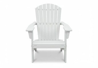 Fototapeta premium A front view of a white adirondack chair isolated on a white background in a studio setting