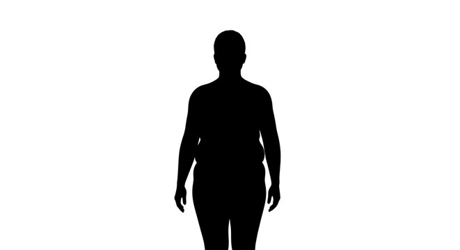 portrait of a obese fat woman with casual shirt and looks confident try to diet siluet