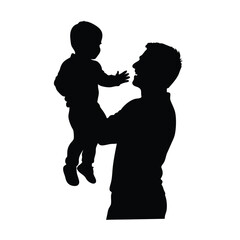 Father and Child Silhouette – Loving Family Vector Illustration.