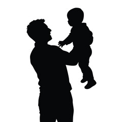 Father and Child Silhouette – Loving Family Vector Illustration.