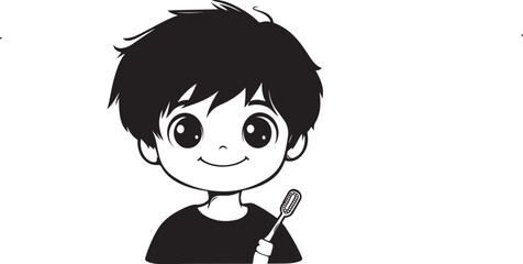 cartoon boy with toothbrush