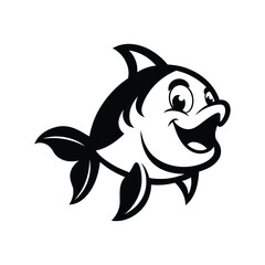 a black outline cartoonish carp fish vector illustration .eps