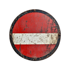 Weathered No Entry Road Sign - Rustic Red and White Stop Sign