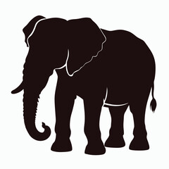 Elephant Silhouette Vector Illustration.