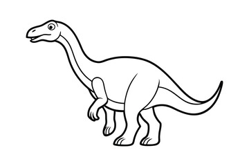 Dinosaur outline drawing, line art dinosaur vector illustration, dinosaur coloring page for kids.