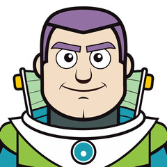 Zurg's determined gaze, a bold cartoon portrait with vibrant colors and clean lines.