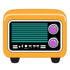 Fototapeta premium Vintage Wooden Radio with Teal and Purple Accents