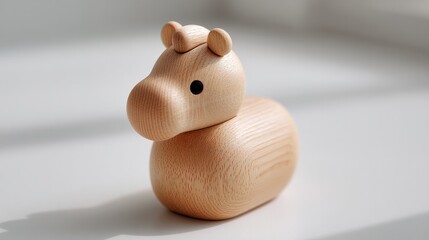 Charming wooden horse figurine exudes simplicity with smooth cur