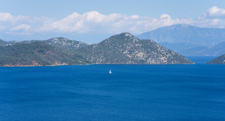 Panorama view of the bay of Sarsala, Mugla, Turkey