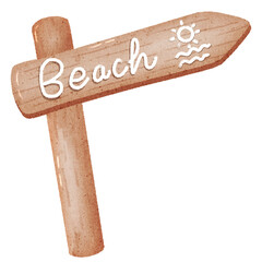 wooden sign beach direction