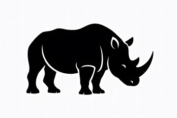 Fototapeta premium Silhouette of a rhinoceros on a white background