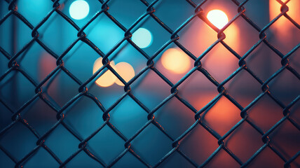 Fototapeta premium Server room with a security fence in focus against a blurred background emphasizing tech safety