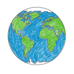 Hand-drawn Earth Illustration – Colored Pencil Style
