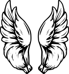 Obraz premium Elegant Pair Of Black And White Feathered Wings Design