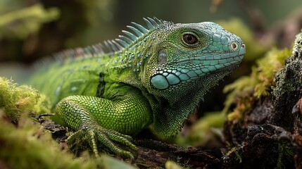 Close-up of a vibrant iguana