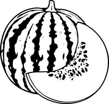 black and white watermelon slice clip art preview