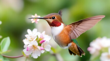 Fototapeta premium Hummingbird in Flight, Nectar Feeding