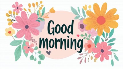 Good morning floral design nature scene digital artwork vibrant environment warm viewpoint positive concept