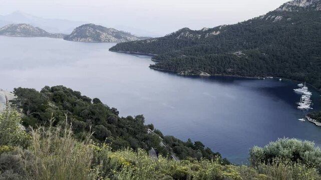 Sarsala Bay at the morning, Mugla, Turkey, Panorama view.