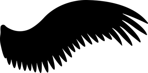 Wings with long feather icon in flat. Angel or bird wing Heraldic vintage army insignia emblem isolated on transparent background.