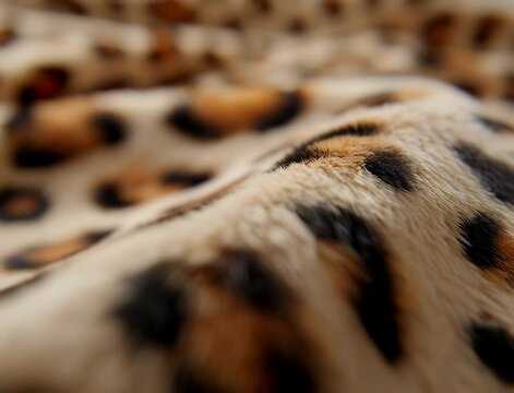 Texture floue d&rsquo;un tissu doux &agrave; motif l&eacute;opard dans une ambiance cocooning

