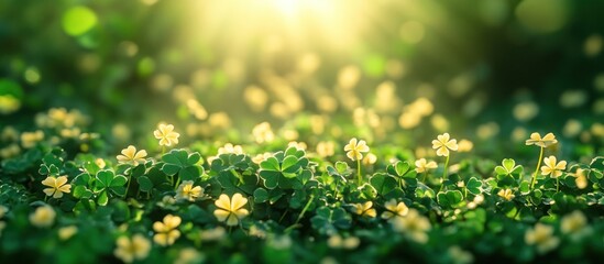Obraz premium Sunlit clover field, spring bloom