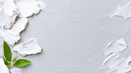 Obraz premium White flower petals minimalist flatlay background soft gray texture elegant design