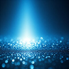 Sparkling Blue Glitter Background with Bokeh Effect and Radiant Light