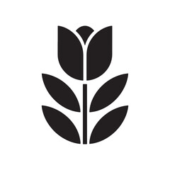 Obraz premium Elegant Black and White Tulip Flower Vector Icon Symbolizing Beauty Growth and Nature for Floral Designs and Digital Artwork Editable Vector Illustration isolated on a white background