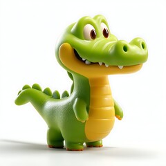 Fototapeta premium A cheerful, cartoonish green crocodile toy with big eyes and a friendly smile.