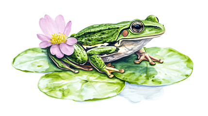 Vibrant Green Frog Isolated on White Background for Design Projects