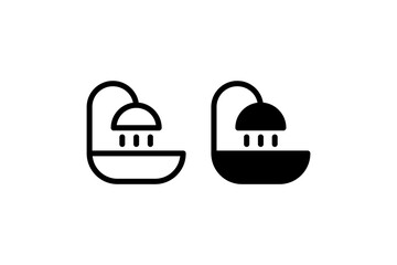 Fototapeta premium shower icon and outline of bathroom bathtube