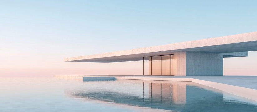 Fototapeta Modern minimalist home over water