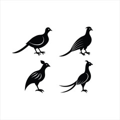 Fototapeta premium Four stylized black bird silhouettes arranged on a white background design art