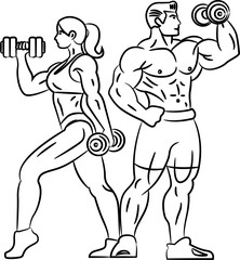 Line art ,Icon logo, couple Exercise & Wellness, graphic design ,stroke, drawing, 