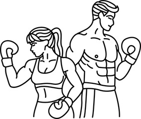 Line art ,Icon logo, couple Exercise & Wellness, graphic design ,stroke, drawing, 