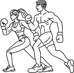 Line art ,Icon logo, couple Exercise & Wellness, graphic design ,stroke, drawing, 