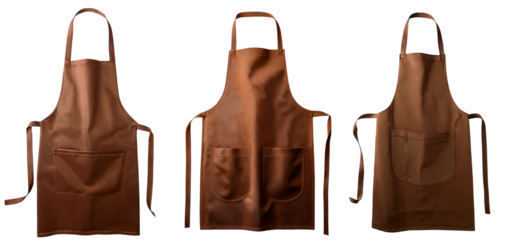 Elegant leather aprons on display, perfect for cooking or crafting enthusiasts.