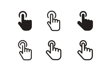 Set of Click Hand Icon Silhouette design.