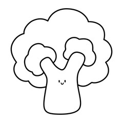 kawaii tree doodle outline