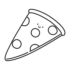 kawaii pizza doodle outline