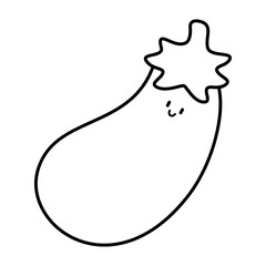 kawaii eggplant doodle outline